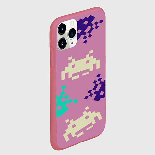 Чехол iPhone 11 Pro матовый Пиксели фильтр / 3D-Малиновый – фото 2
