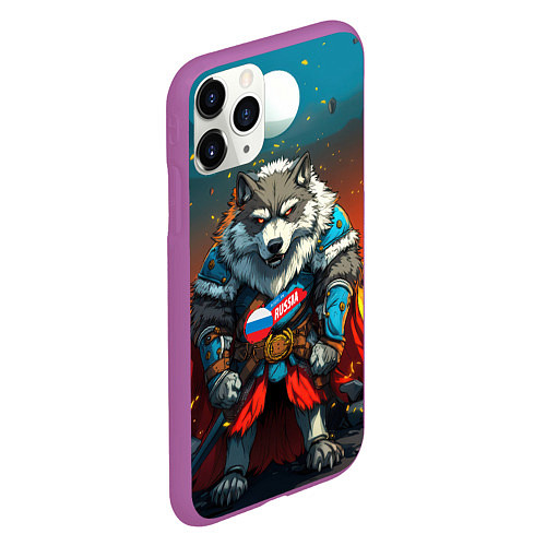 Чехол iPhone 11 Pro матовый Wolf Russia / 3D-Фиолетовый – фото 2