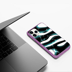 Чехол iPhone 11 Pro матовый Абстрактный черно-зеленый камуфляж, цвет: 3D-фиолетовый — фото 2