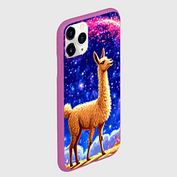 Чехол iPhone 11 Pro матовый Лама и звездное небо, цвет: 3D-фиолетовый — фото 2