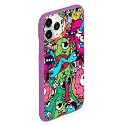 Чехол iPhone 11 Pro матовый Color doodle monsters, цвет: 3D-фиолетовый — фото 2
