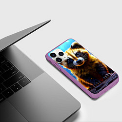Чехол iPhone 11 Pro матовый Росомаха в искрах, цвет: 3D-фиолетовый — фото 2