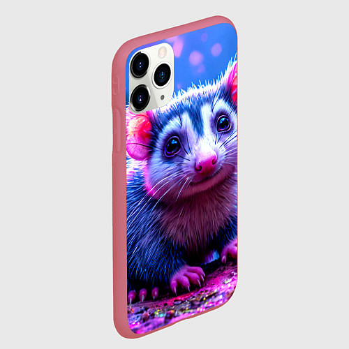 Чехол iPhone 11 Pro матовый Малыш опоссум / 3D-Малиновый – фото 2