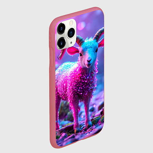 Чехол iPhone 11 Pro матовый Козлик в розовом / 3D-Малиновый – фото 2