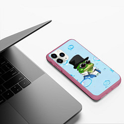 Чехол iPhone 11 Pro матовый Pepe в шляпе, цвет: 3D-малиновый — фото 2