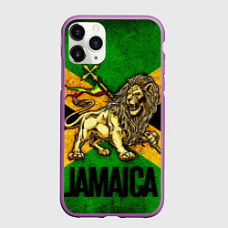 Чехол iPhone 11 Pro матовый Jamaica lion flag, цвет: 3D-фиолетовый