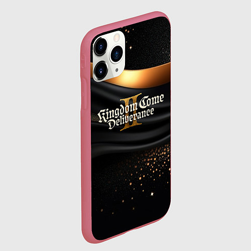 Чехол iPhone 11 Pro матовый Kingdom Come Deliverance 2 черная ткань с золотом / 3D-Малиновый – фото 2