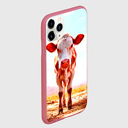 Чехол iPhone 11 Pro матовый Корова в розовом, цвет: 3D-малиновый — фото 2