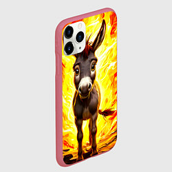Чехол iPhone 11 Pro матовый Ослик в огне, цвет: 3D-малиновый — фото 2
