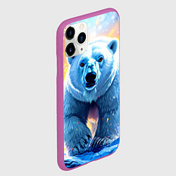 Чехол iPhone 11 Pro матовый Белый медведь идет по льдине, цвет: 3D-фиолетовый — фото 2