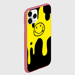 Чехол iPhone 11 Pro матовый Нирвана потёки краски, цвет: 3D-малиновый — фото 2
