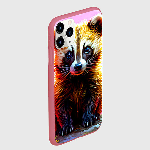 Чехол iPhone 11 Pro матовый Росомаха в розовом лесу / 3D-Малиновый – фото 2