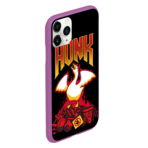 Чехол iPhone 11 Pro матовый Goose - honk / 3D-Фиолетовый – фото 2