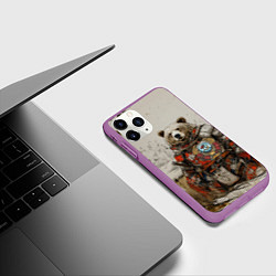 Чехол iPhone 11 Pro матовый Русский медведь в поле, цвет: 3D-фиолетовый — фото 2