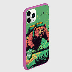 Чехол iPhone 11 Pro матовый Русский медведь атакует, цвет: 3D-фиолетовый — фото 2