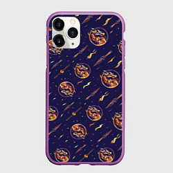Чехол iPhone 11 Pro матовый Mortal Kombat logo pattern, цвет: 3D-фиолетовый