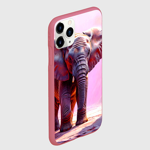 Чехол iPhone 11 Pro матовый Слон в розовом / 3D-Малиновый – фото 2