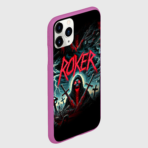 Чехол iPhone 11 Pro матовый Roker - blood in the ground / 3D-Фиолетовый – фото 2