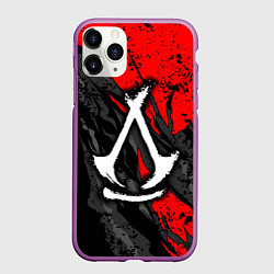 Чехол iPhone 11 Pro матовый Assassins creed: shadows - белый логотип, цвет: 3D-фиолетовый