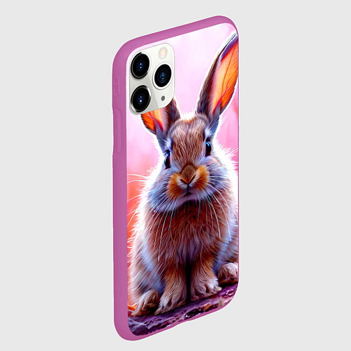 Чехол iPhone 11 Pro матовый Зайчик в розовом / 3D-Фиолетовый – фото 2