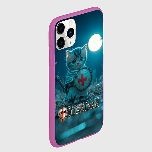 Чехол iPhone 11 Pro матовый Stronghold Crusader котик рыцарь / 3D-Фиолетовый – фото 2