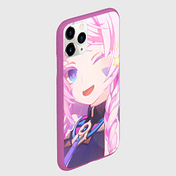 Чехол iPhone 11 Pro матовый Genshin Impact Ситлали подмигивает, цвет: 3D-фиолетовый — фото 2