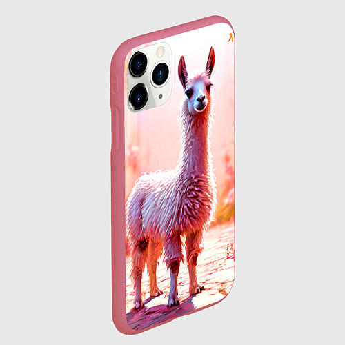 Чехол iPhone 11 Pro матовый Альпака в розовом / 3D-Малиновый – фото 2