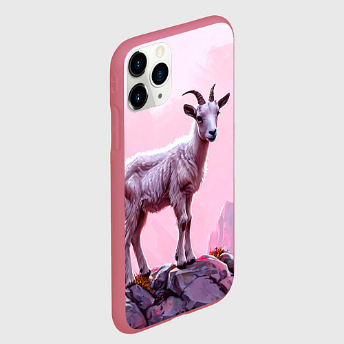 Чехол iPhone 11 Pro матовый Козлик в розовом свете / 3D-Малиновый – фото 2