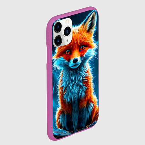 Чехол iPhone 11 Pro матовый Лиса и молния / 3D-Фиолетовый – фото 2