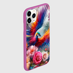 Чехол iPhone 11 Pro матовый Тропическая птица, цвет: 3D-фиолетовый — фото 2
