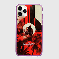Чехол iPhone 11 Pro матовый Assassins Creed ninja, цвет: 3D-фиолетовый