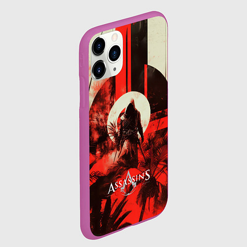 Чехол iPhone 11 Pro матовый Assassins Creed ninja / 3D-Фиолетовый – фото 2