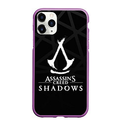 Чехол iPhone 11 Pro матовый Assassins creed shadows - монохромный, цвет: 3D-фиолетовый