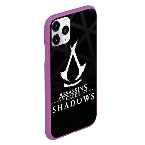 Чехол iPhone 11 Pro матовый Assassins creed shadows - монохромный / 3D-Фиолетовый – фото 2