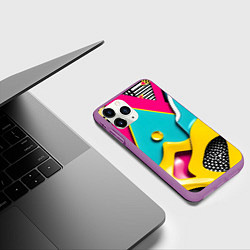 Чехол iPhone 11 Pro матовый Праздничная абстракция, цвет: 3D-фиолетовый — фото 2