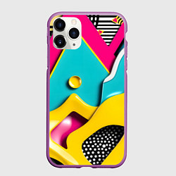 Чехол iPhone 11 Pro матовый Праздничная абстракция, цвет: 3D-фиолетовый