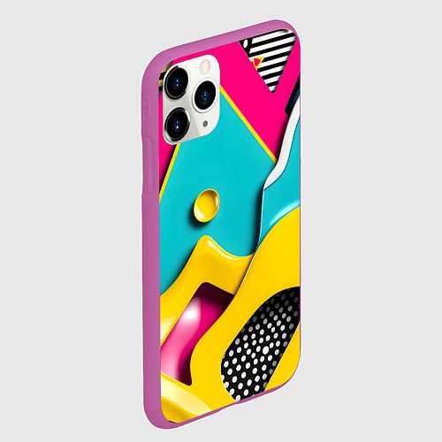 Чехол iPhone 11 Pro матовый Праздничная абстракция / 3D-Фиолетовый – фото 2