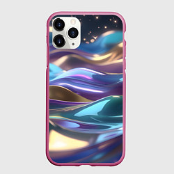 Чехол iPhone 11 Pro матовый Космические мягкие волны, цвет: 3D-малиновый