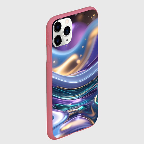 Чехол iPhone 11 Pro матовый Космическая краска / 3D-Малиновый – фото 2