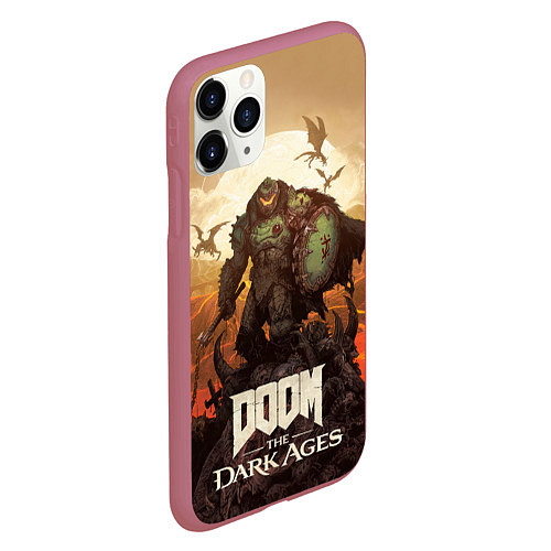 Чехол iPhone 11 Pro матовый Палач рока Doom the dark ages / 3D-Малиновый – фото 2