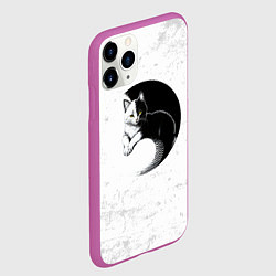 Чехол iPhone 11 Pro матовый Кот инь ян, цвет: 3D-фиолетовый — фото 2