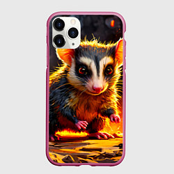 Чехол iPhone 11 Pro матовый Опоссум в огне, цвет: 3D-малиновый