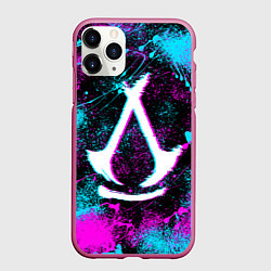 Чехол iPhone 11 Pro матовый Assassins creed shadows - neon color, цвет: 3D-малиновый