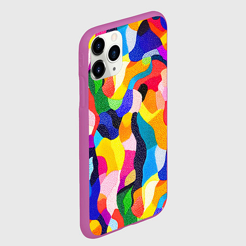 Чехол iPhone 11 Pro матовый Лоскутная абстракция / 3D-Фиолетовый – фото 2