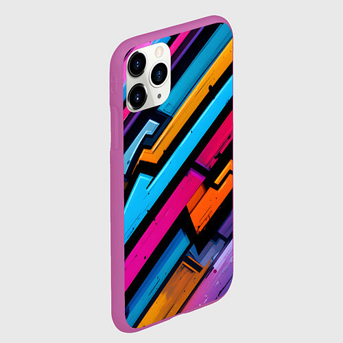 Чехол iPhone 11 Pro матовый Абстракция с граффити / 3D-Фиолетовый – фото 2