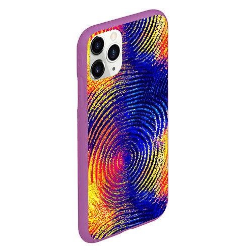 Чехол iPhone 11 Pro матовый Круговые волны / 3D-Фиолетовый – фото 2