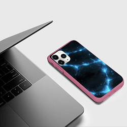 Чехол iPhone 11 Pro матовый Синий свет из черной плиты, цвет: 3D-малиновый — фото 2