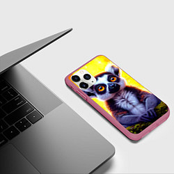 Чехол iPhone 11 Pro матовый Лемур желтый закат, цвет: 3D-малиновый — фото 2