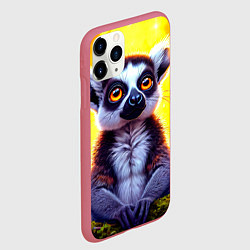 Чехол iPhone 11 Pro матовый Лемур желтый закат, цвет: 3D-малиновый — фото 2