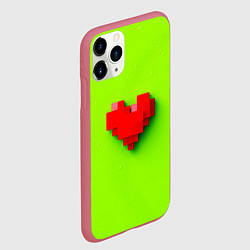 Чехол iPhone 11 Pro матовый Пиксельное красное сердечко, цвет: 3D-малиновый — фото 2